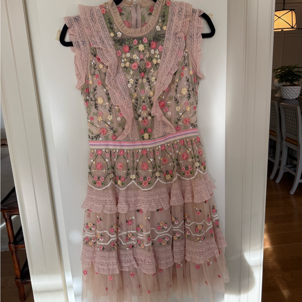 Needle & Thread Blush and Cream Embroidered Dress